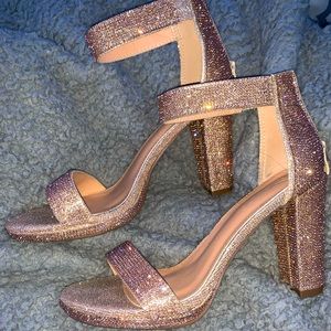 Rose gold windsor rhinestone block heels